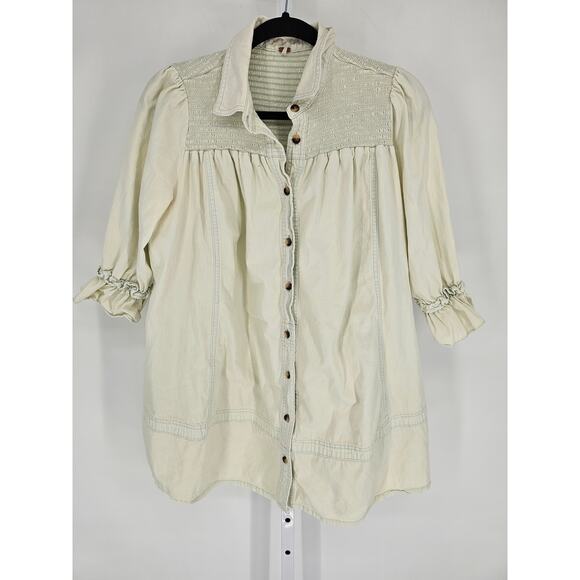 Free People Vanessa Denim Tunic/Dress Size Small Smocked - Picture 1 of 4